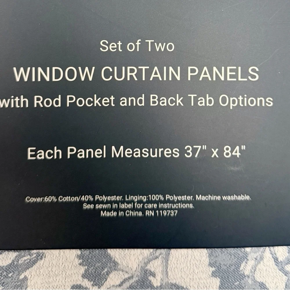 Curated Kravet Blue Toile Landscape Trees Set of 4 Curtain Panels 37x84 in. NEW
